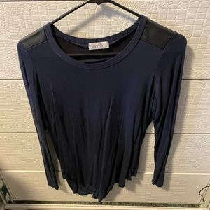 Like new Barney’s blouse with leather detail